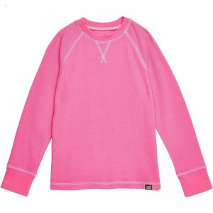 L.L.Bean Unshrinkable Mini Waffle Long Sleeve (Big Kids) Pink Berry ID-IE2zHaYl