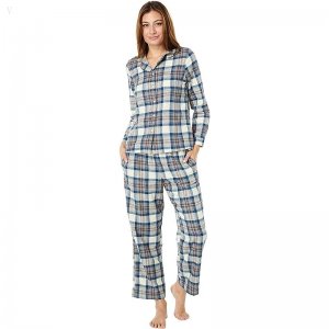 L.L.Bean Petite Scotch Plaid Flannel Pajamas Plaid Indigo Tartan ID-vOtPmra2