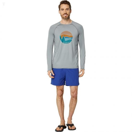 L.L.Bean Swift River Cooling Rashguard Regular Graystone Katahdin Circle ID-yghvGG1q