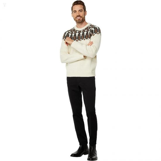 L.L.Bean Classic Raggwool Crew Sweater Yoke Fair Isle Undyed ID-Oe5LPyyA