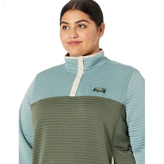 L.L.Bean Plus Size Airlight Knit Pullover Color-Block Sea Pine Heather/Forest Shade Heather ID-lYsu0BfX