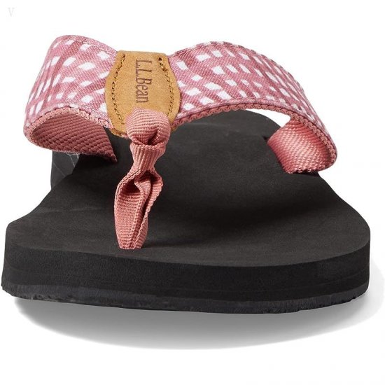 L.L.Bean Classic Maine Isle Flip-Flop 3 Woven Print Mineral Red Gingham ID-eaYhCp28