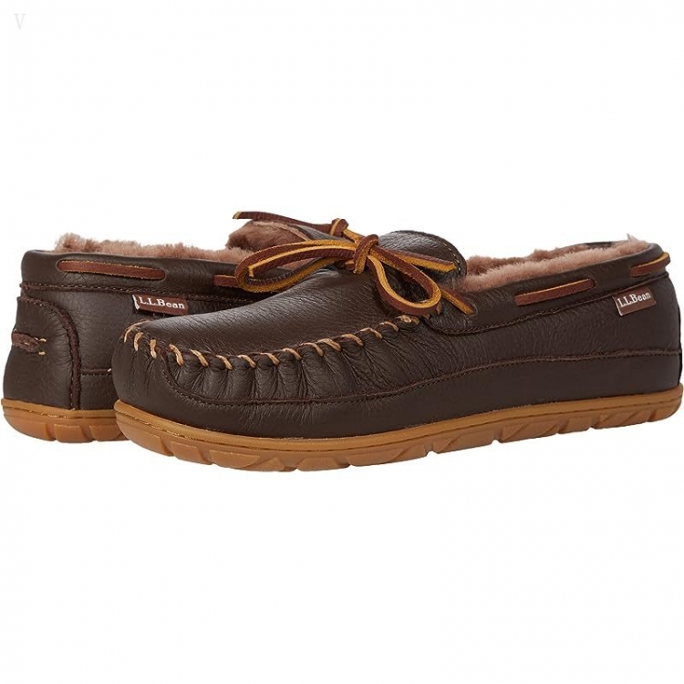 L.L.Bean Wicked Good Moosehide Slipper Moccasin Chocolate ID-xsXlNkGZ - Click Image to Close