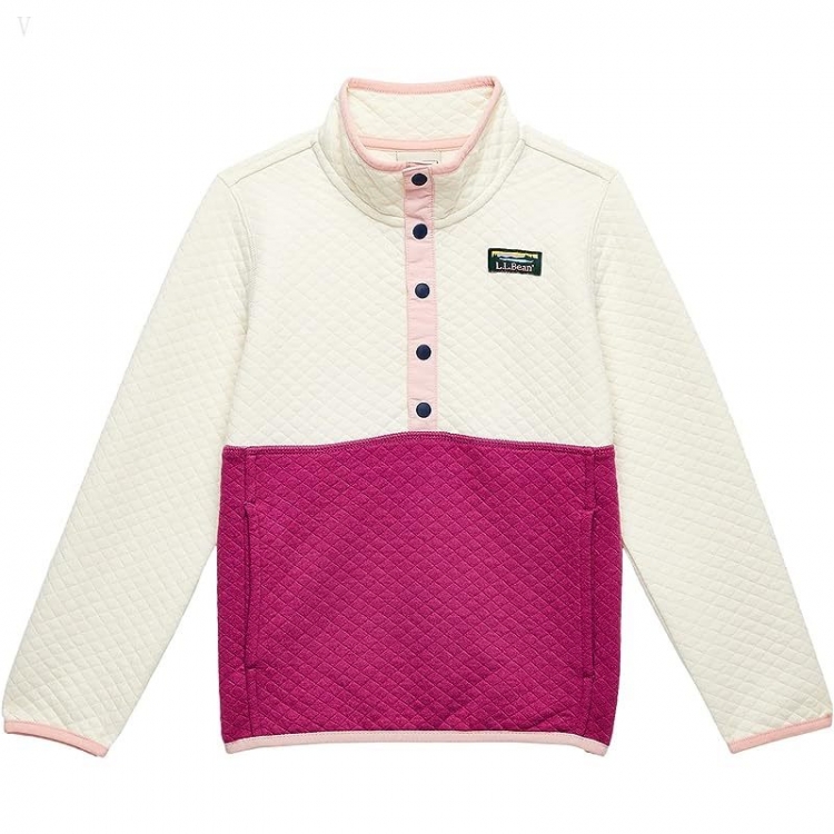 L.L.Bean Quilted Snap 1/4 Pullover (Little Kids) Cream/Sugarplum ID-aET9GYhq - Click Image to Close