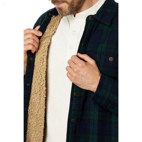 L.L.Bean Sherpa Lined Scotch Plaid Shirt Long Sleeve Regular Black Watch ID-wSRll989