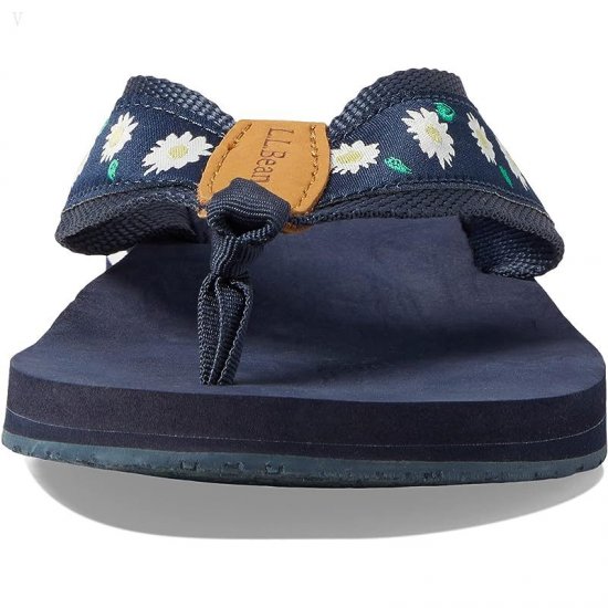 L.L.Bean Classic Maine Isle Flip-Flop 3 Motif Classic Navy/Daisies ID-KpKsE6tr