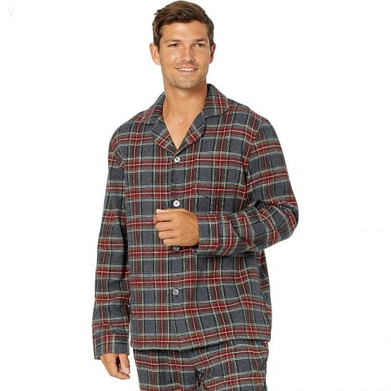 L.L.Bean Scotch Plaid Flannel Pajamas Regular Grey Stewart ID-dvi6F7yu