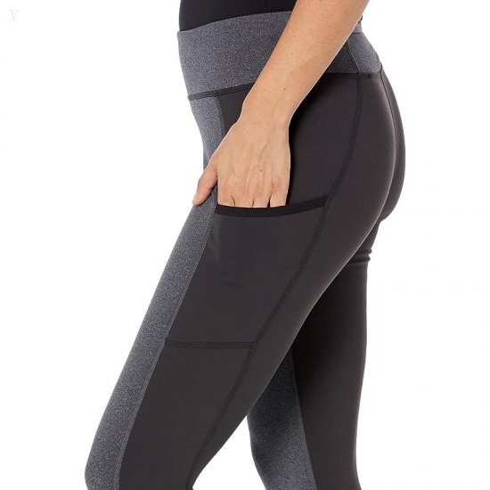 L.L.Bean Petite Boundless Performance Pocket Tights Color-Block Charcoal Heather/Classic Black ID-aM79Pp6g
