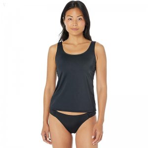 L.L.Bean BeanSport Scoop Neck Tankini Top Black ID-okJHebag