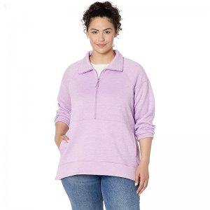 L.L.Bean Plus Size FlexForward Quilted 1/2 Zip Pullover Lilac Heather ID-36jZzemo