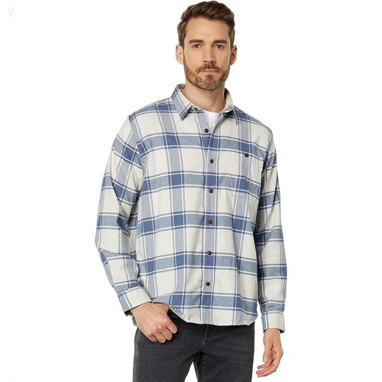 L.L.Bean BeanFlex All Season Flannel Shirt Long Sleeve Traditional Fit Vintage Indigo ID-DZc3670Q - Click Image to Close