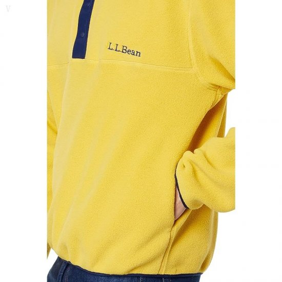 L.L.Bean Bean\'s Classic Snap Fleece Pullover Print Adults Field Gold ID-2vzQQuAY
