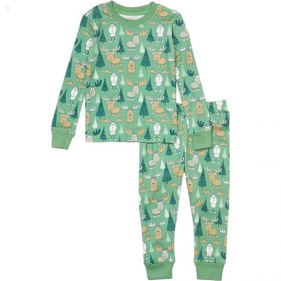 L.L.Bean Organic Cotton Fitted Pajamas (Toddler) Peppermint Moose ID-xTINumBD