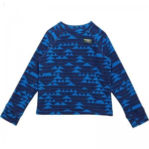L.L.Bean Fitness Fleece Long Sleeve Tee Print (Little Kids) Deep Sapphire/Mountain Print ID-Yei8mcuE