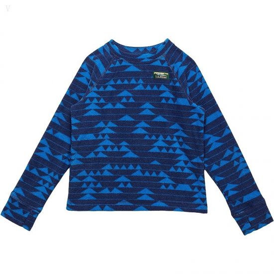 L.L.Bean Fitness Fleece Long Sleeve Tee Print (Little Kids) Deep Sapphire/Mountain Print ID-Yei8mcuE