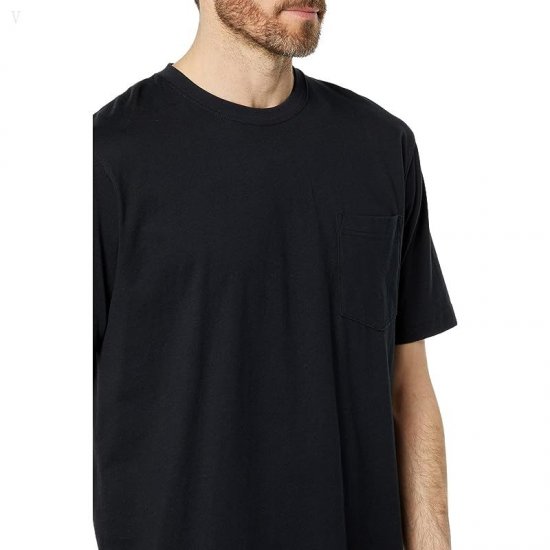 L.L.Bean Carefree Unshrinkable Tee with Pocket Short Sleeve Black ID-5QBAQ5Um