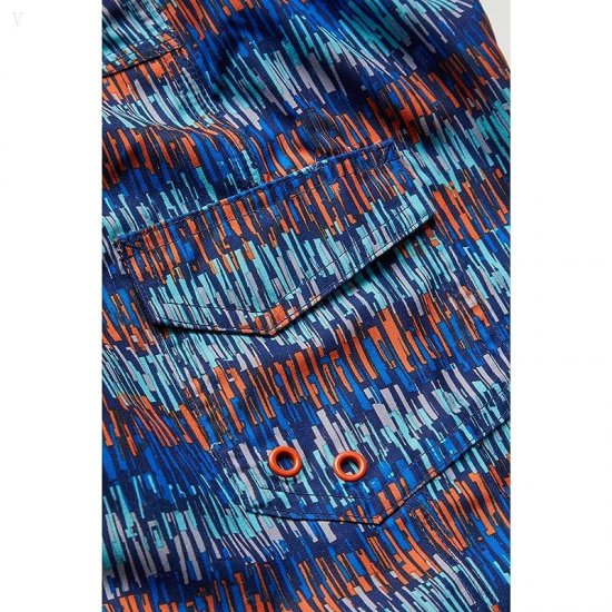 L.L.Bean Beansport Swim Shorts Print (Little Kids) Bold Orange Geo Stripe ID-fVvkKxTS