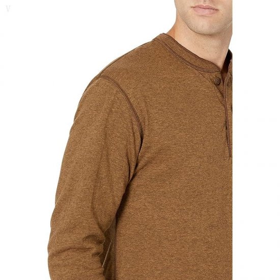 L.L.Bean River Driver Shirt Long Sleeve Henley Regular Maple Brown Heather ID-UFt6vXDc