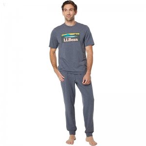 L.L.Bean Wicked Soft Knit Pajamas Short Sleeve Regular Gray Heather Katahdin ID-Vqw1QwoH