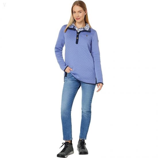 L.L.Bean Quilted Sweatshirt Mock Neck Tunic Larkspur ID-mzNEA3Ll