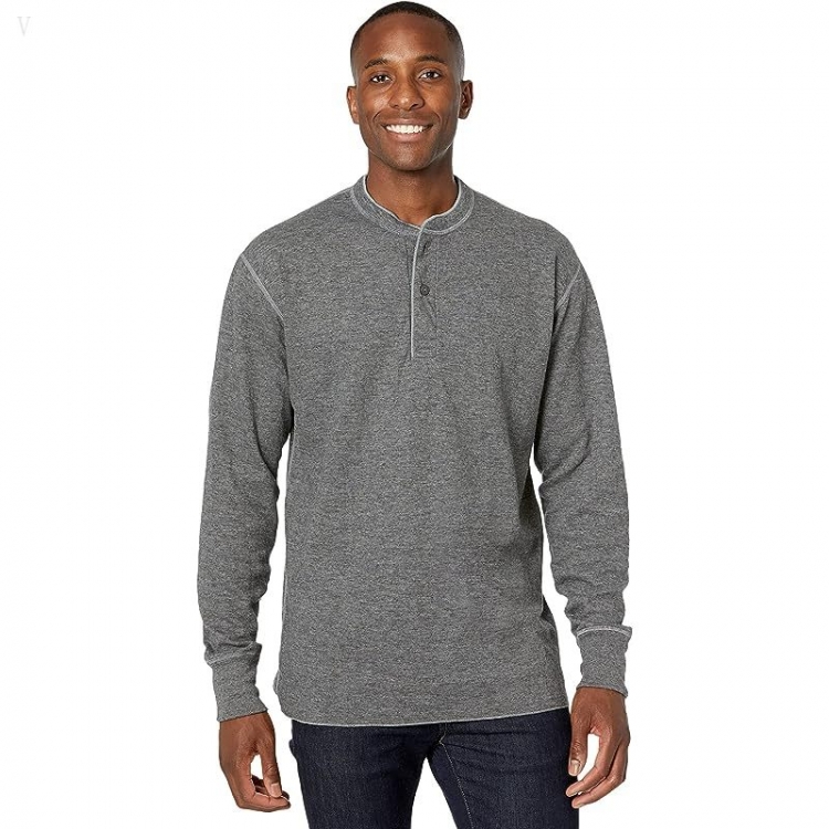 L.L.Bean River Driver Shirt Long Sleeve Henley Regular Charcoal ID-mJHjNJSK - Click Image to Close