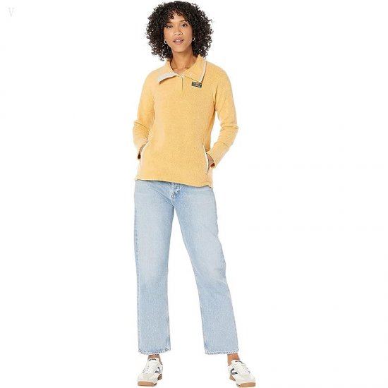 L.L.Bean Tumbled Sherpa 1/4 Snap Pullover Warm Gold ID-uPgVAIeu