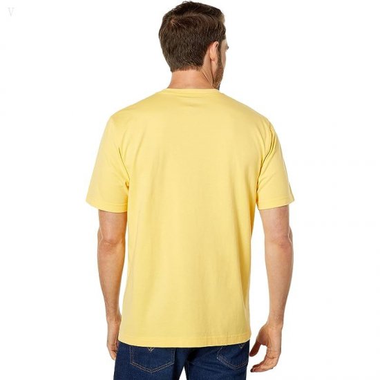 L.L.Bean Carefree Unshrinkable Tee without Pocket Short Sleeve Logo Sunset Gold/Chelt Logo ID-e9P2bZnB
