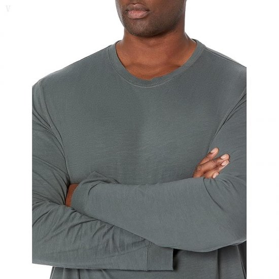 L.L.Bean Lakewashed Organic Cotton Long Sleeve Tee - Tall Shadow Green ID-UIbhPsxF