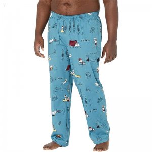 L.L.Bean Comfort Stretch Woven Sleep Pants - Tall Light Teal Buddy The Dog ID-5HSWRuCl