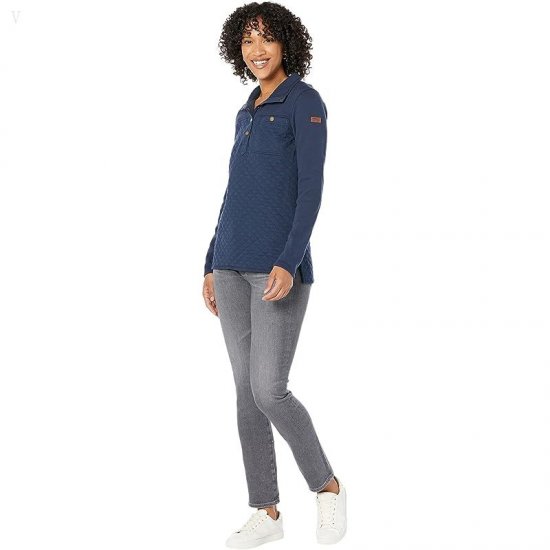 L.L.Bean Quilted Sweatshirt Mock Neck Tunic Classic Navy ID-4yl8lRZp