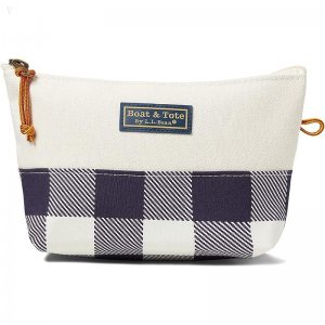 L.L.Bean Maine Canvas Zip Pouches Bright Navy Buffalo ID-rovRKRhd