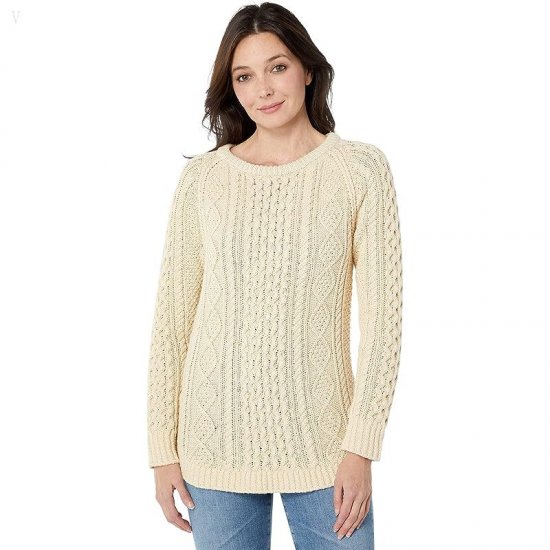 L.L.Bean Signature Cotton Fisherman Tunic Sweater Beige ID-rTIW9U6Z