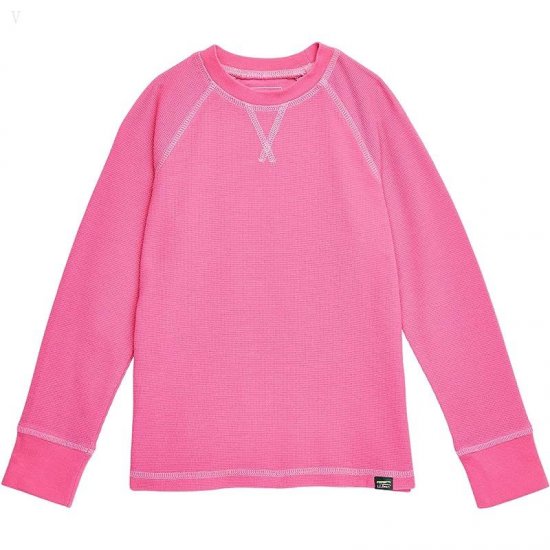 L.L.Bean Unshrinkable Mini Waffle Long Sleeve (Little Kids) Pink Berry ID-WnMzWpQc