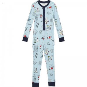 L.L.Bean Organic Cotton Fitted One-Piece (Little Kids) Celestial Blue Buddy the Dog ID-niUBIZtK