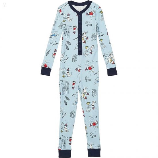 L.L.Bean Organic Cotton Fitted One-Piece (Little Kids) Celestial Blue Buddy the Dog ID-niUBIZtK