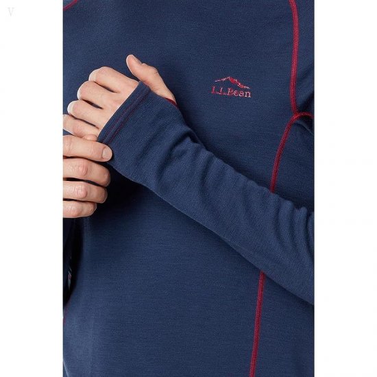L.L.Bean Cresta Wool Midweight 250 Crew Top - Tall Carbon Navy ID-Y4sKZ68w