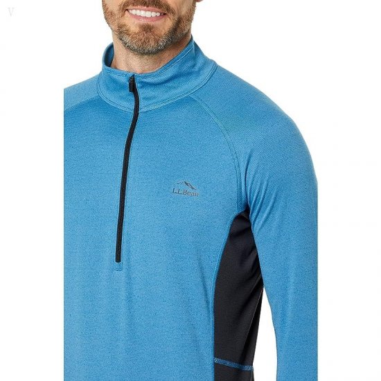 L.L.Bean Midweight Base Layer 1/4 Zip Marine Blue ID-6HwvdTKP