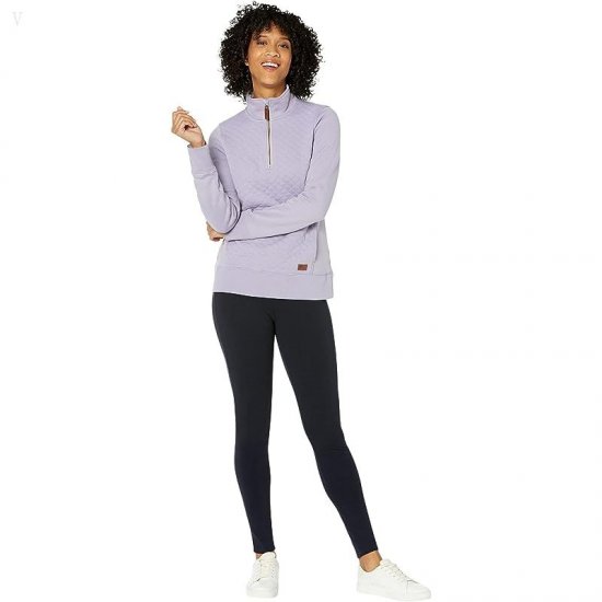 L.L.Bean Quilted Sweatshirt 1/4 Zip Pullover Long Sleeve Gray Lavender ID-Hbarrbuj