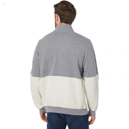 L.L.Bean 1912 Sweatshirt Button Mock Color-Block Silver Birch/Gray Heather ID-iRLnlmp8