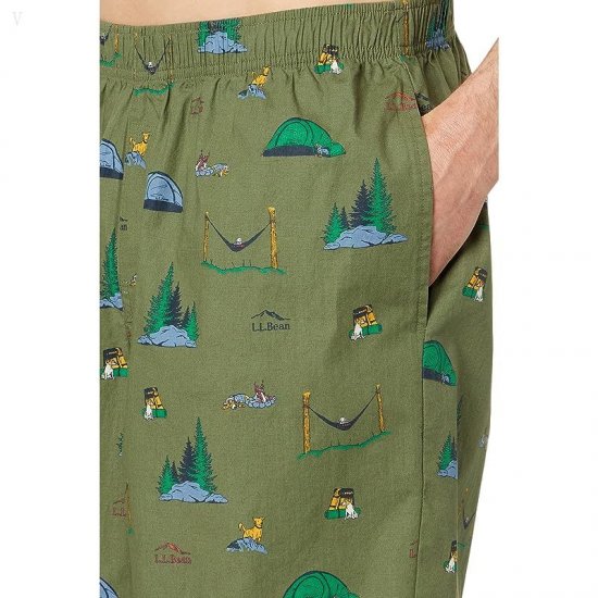 L.L.Bean Comfort Stretch Woven Sleep Shorts Deep Olive Camping ID-SH7i2P6E