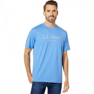 L.L.Bean Carefree Unshrinkable Tee without Pocket Short Sleeve Logo Arctic Blue/Chelt Logo ID-rgmAfmLI