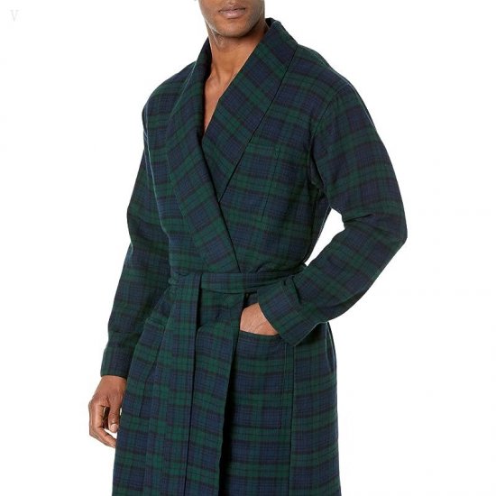 L.L.Bean Scotch Plaid Flannel Robe Regular Black Watch Tartan ID-37DKY8nv