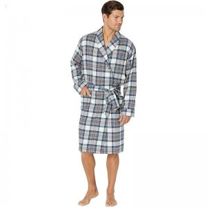 L.L.Bean Scotch Plaid Flannel Robe Regular Indigo Tartan ID-wZraxykZ