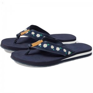 L.L.Bean Classic Maine Isle Flip-Flop 3 Motif Classic Navy/Daisies ID-KpKsE6tr