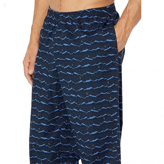 L.L.Bean Comfort Stretch Woven Sleep Pants Regular Classic Navy Night Mountain ID-VqOWY3BV