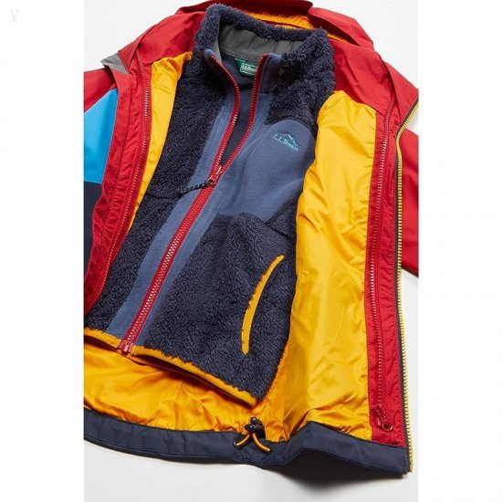 L.L.Bean Fleece Lined Color-Block 3-in-1 (Little Kids) Dark Red/Bold Aqua ID-G1sCzUwI