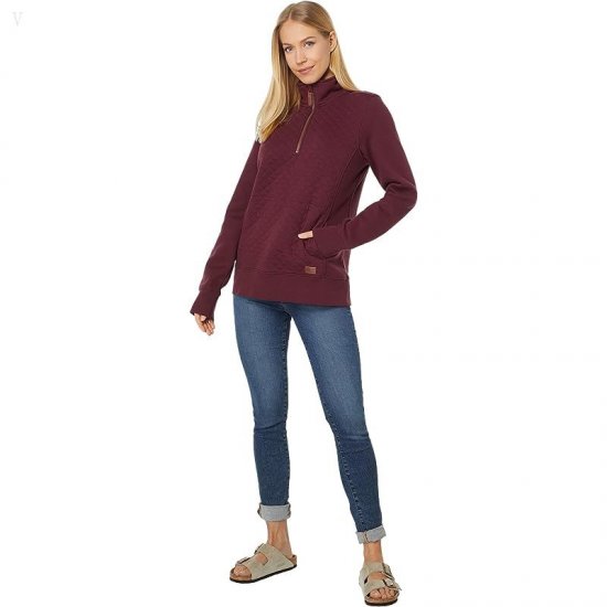 L.L.Bean Quilted Sweatshirt 1/4 Zip Pullover Long Sleeve Deep Wine ID-p1Y7eqfi