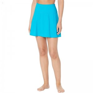 L.L.Bean Slimming Swimwear Swim Skirt Classic Teal Blue ID-wBq06aZV