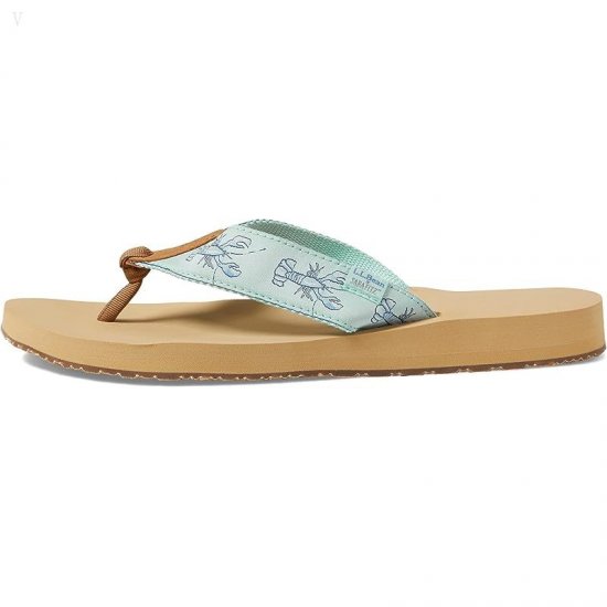 L.L.Bean Maine Isle Flip-Flop Sara Fitz Woven Aqua Teal Lobster ID-ZILGN8kq