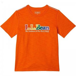 L.L.Bean Graphic Tee Glow in the Dark (Big Kids) Vibrant Orange L.L.Bean Rainbow Logo ID-qobc05Ei